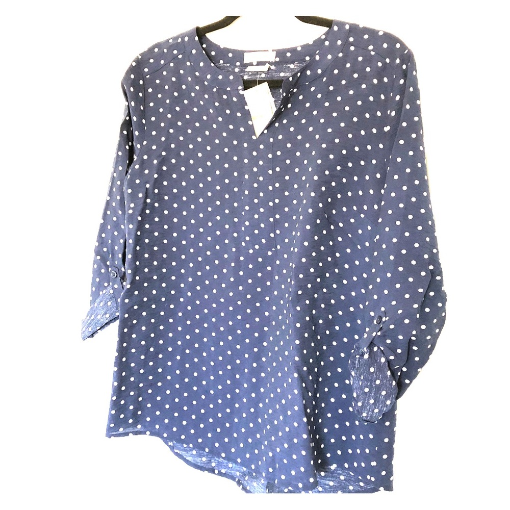 NWT Van Heusen 3/4 Sleeve Navy Blouse